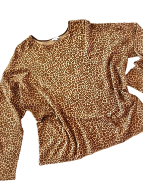 J. Jill Leopard Print Crewneck Pullover - Brown/Tan Size XL Long Sleeves